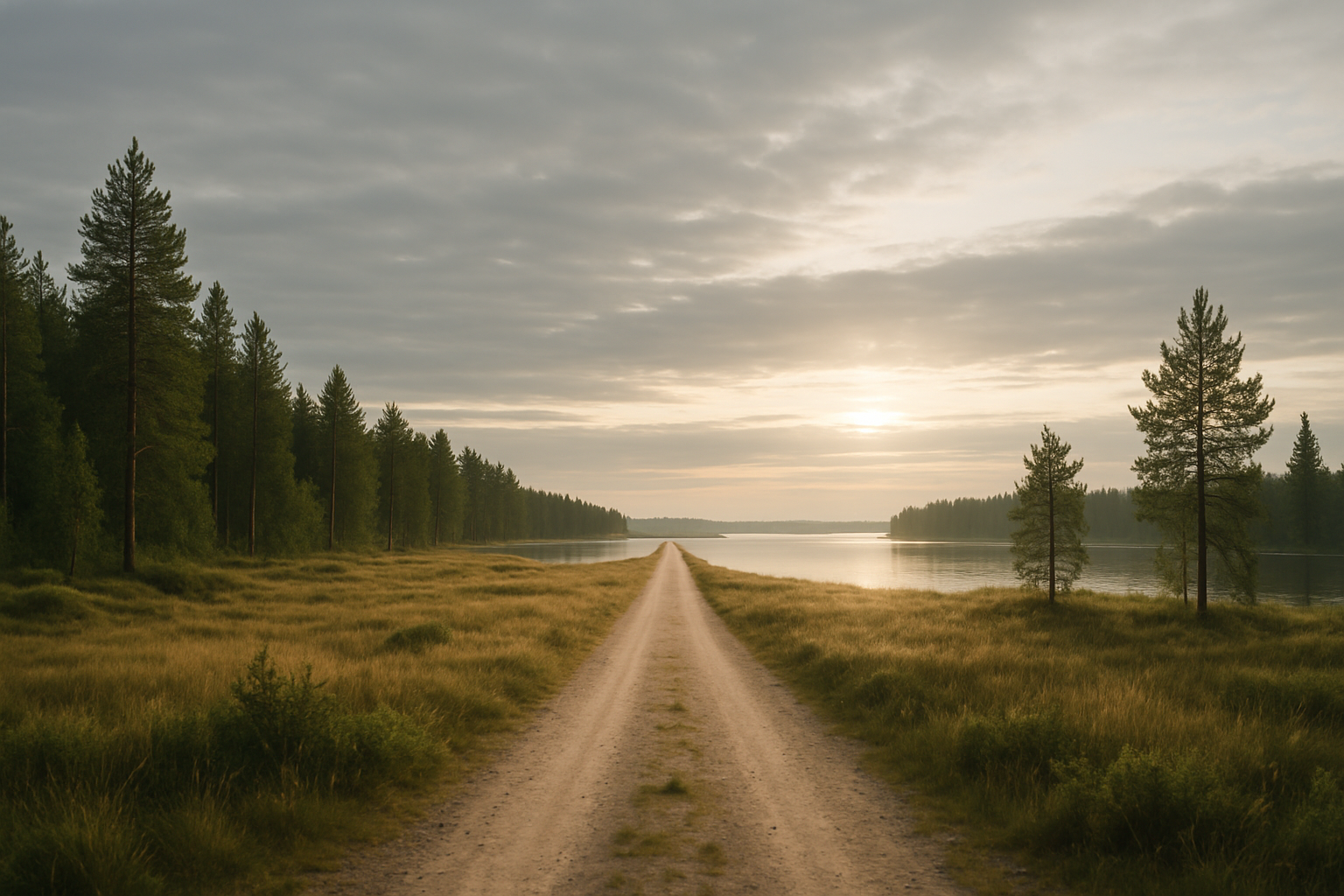 photographic A clean and realistic Finnish landscape seen in wide landscape format symbolizing the future and forwardlooking perspective Soft light br-1